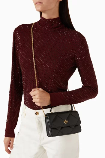 حقيبة كيرا ميني بيد علوية وحمالة سلسلة جلد مبطن