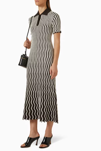 Two-tone Polo Dress in Ribbed-wool