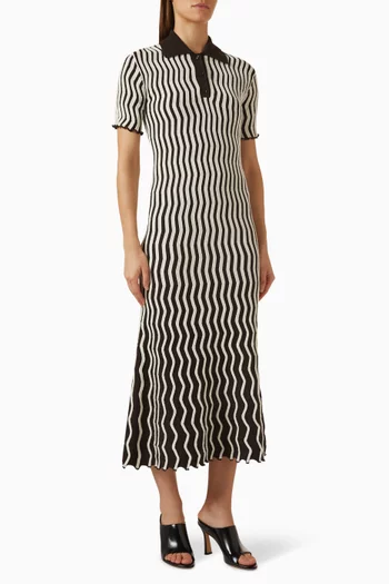 Two-tone Polo Dress in Ribbed-wool