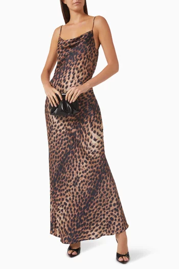 Kendall Leopard-print Maxi Dress in Satin