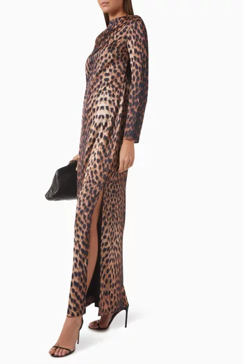 Carmen Leopard-print Maxi Dress in Satin
