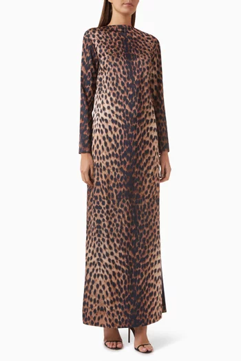 Carmen Leopard-print Maxi Dress in Satin
