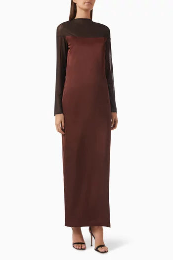 Michelle Mesh Maxi Dress in Satin