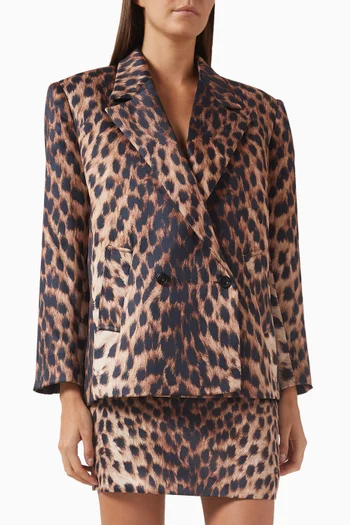 Tina Leopard-print Blazer in Satin