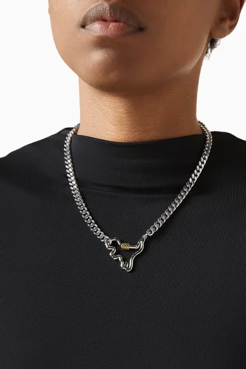 Signature Carabiner Rexy Pendant Necklace in Silver-tone Brass