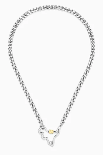 Signature Carabiner Rexy Pendant Necklace in Silver-tone Brass