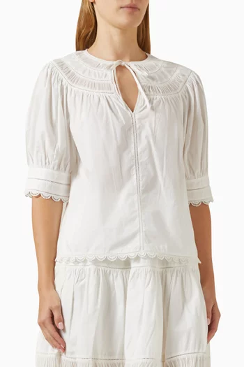 Dylan Puff-sleeve Top in Cotton Poplin