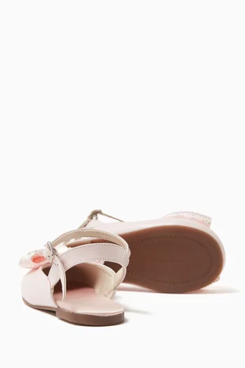 Crystal-embellished Bow Ballet Flats in Satin