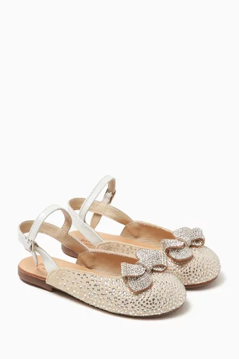 Bow Crystal-embellished Ballet Flats