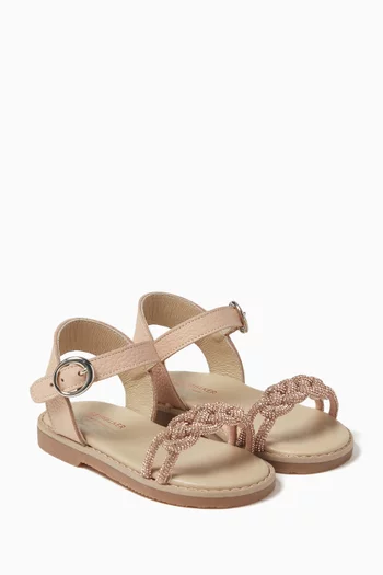 Embellished Braided Strap Sandals
