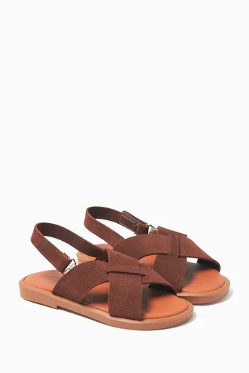 Cross Strap Sandals in Suede