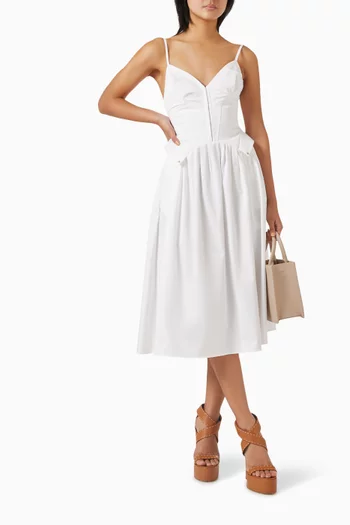 Peplum Midi Dress in Cotton-poplin