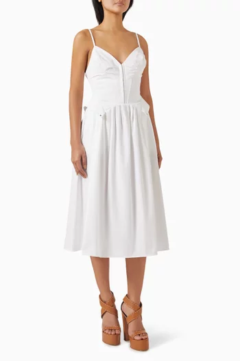 Peplum Midi Dress in Cotton-poplin