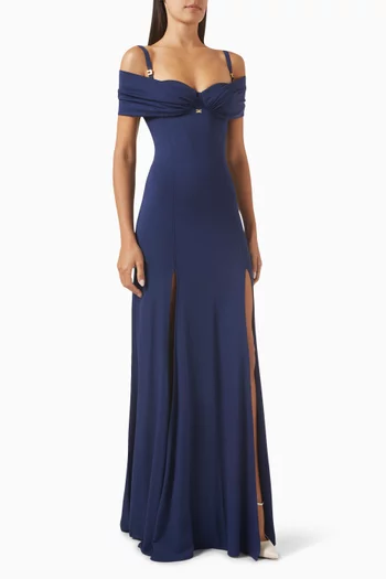 Red Carpet Corset Maxi Dress in Jersey