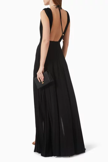 Gold-ring Maxi Dress in Viscose-jersey