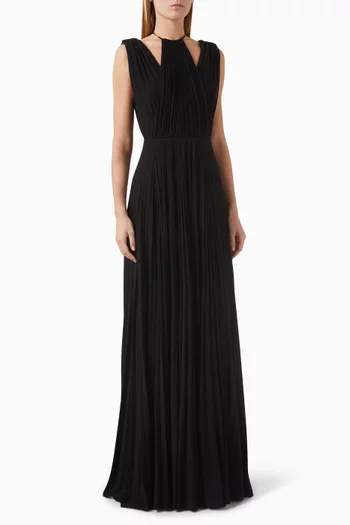Gold-ring Maxi Dress in Viscose-jersey