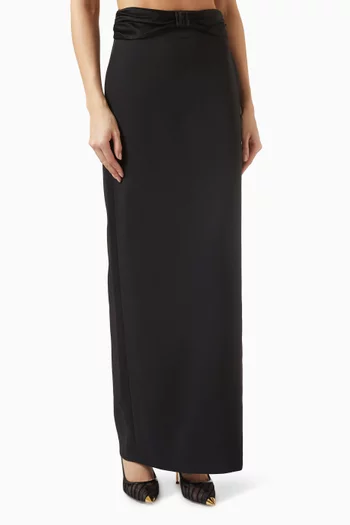 ワンピース ELISABETTA FRANCHI Women Long Skirts AM49S51E2685 Black Elisabetta Franchi Long Fitted Skirt With Open-knit Design