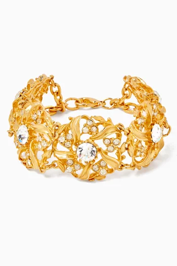 سوار مرصع بكريستال من الثمانينيات مجموعة ريديسكفورد معدن مطلي ذهب