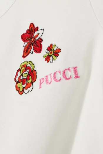 Floral Embroidered T-shirt in Cotton-jersey
