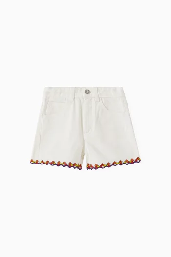 Embroidered Shorts in Denim