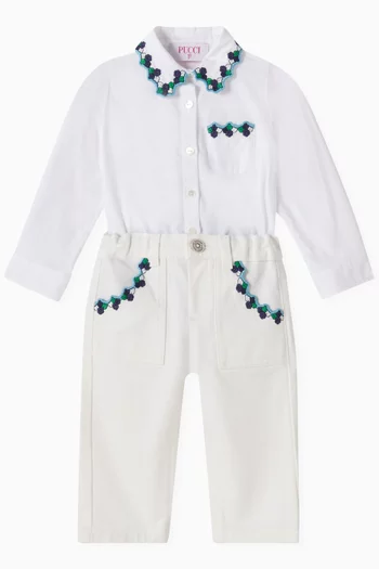 Embroidered Pants in Denim