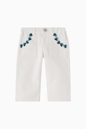 Embroidered Pants in Denim