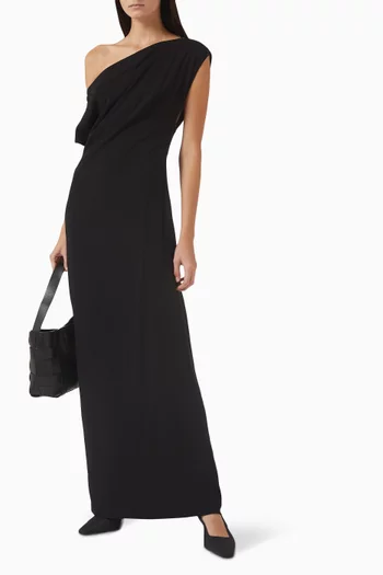 Asymmetric Off-shoulder Maxi Dress in Jersey