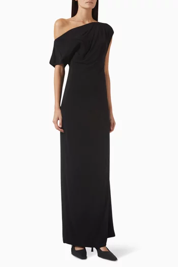 Asymmetric Off-shoulder Maxi Dress in Jersey