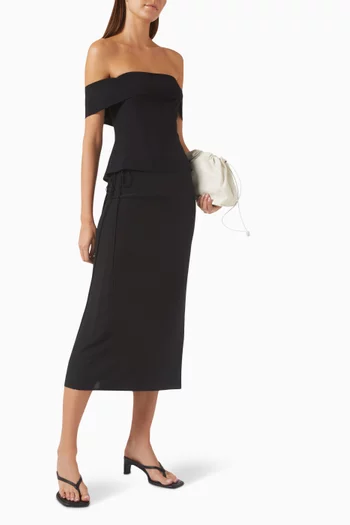 Silk Wrap Tie Midi Skirt in Silk