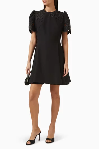 Elyse Floral-appliqué Mini Dress in Viscose