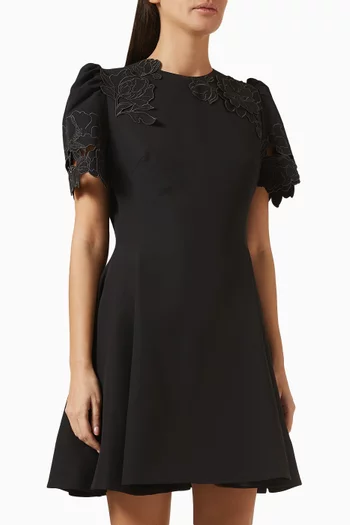 Elyse Floral-appliqué Mini Dress in Viscose