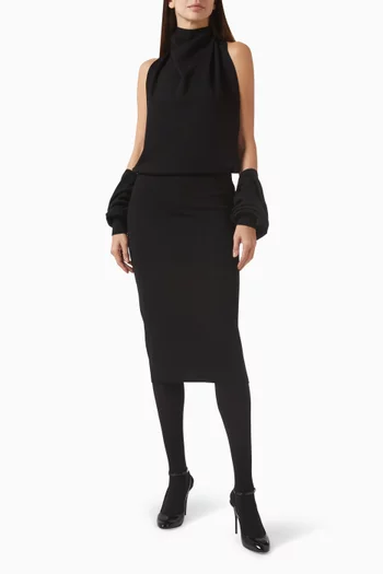 Open-back Cardigan Midi Dress in Wool