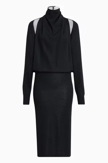 Open-back Cardigan Midi Dress in Wool