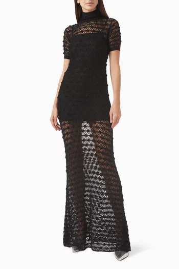 High-neck Maxi Dress in Lace-knit