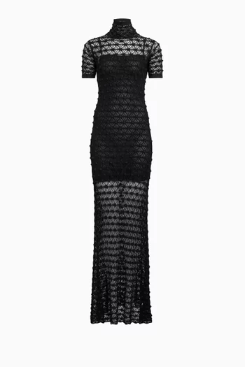 High-neck Maxi Dress in Lace-knit