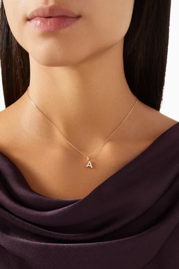 Letter 'A' Diamond Charm in 18kt Yellow Gold