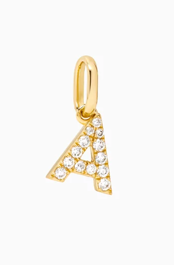 Letter 'A' Diamond Charm in 18kt Yellow Gold