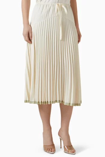 Pleated Midi Skirt in Satin
