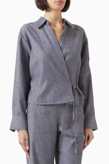 بلوزة بتصميم ملفوف بياقة مزيج فيسكوز