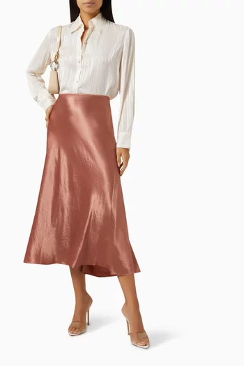 Sheer Stripe Pintuck Blouse in Viscose