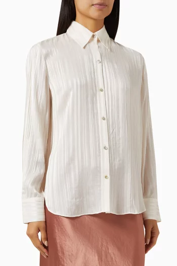 Sheer Stripe Pintuck Blouse in Viscose