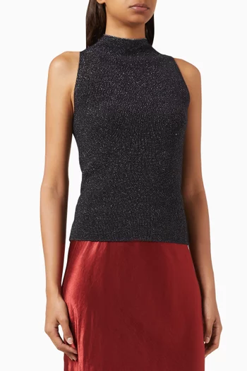 Mock Neck Tank Top in Italian Alpaca-blend