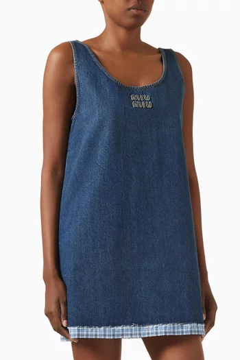 Logo Mini Dress in Denim
