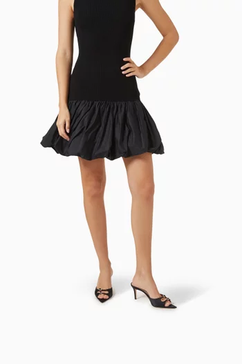 حذاء كارول مفتوح ومرصع بالكريستال بكعب 75 مم ستان