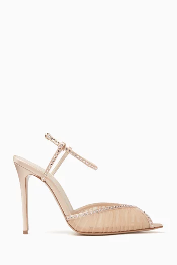 Katy 105 Crystal Sandals in Satin and Tulle