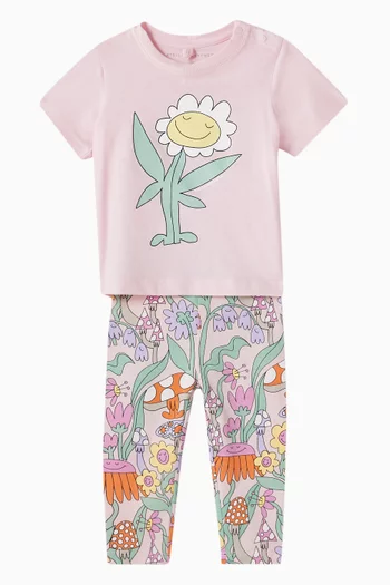 Floral & Mushroom Leggings in Organic Cotton
