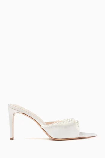 Gigi 80 Pearl Mule Sandals in Satin