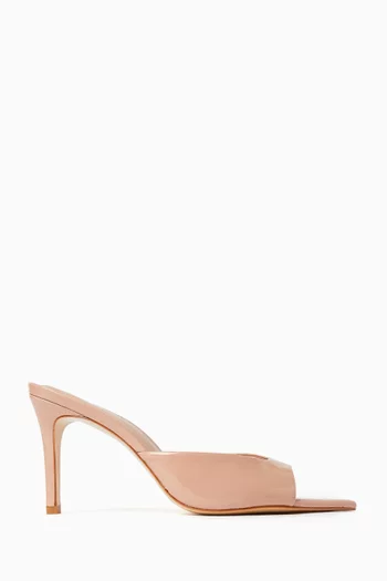 حذاء بريا مفتوح من الخلف بكعب 80 مم جلد لامع