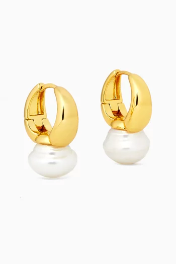 Gira Pearl Hoop Earrings in 18kt Gold-plated Brass