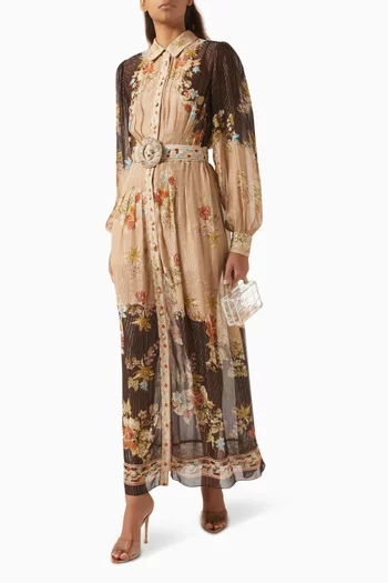 Rohi Floral-print Belted Maxi Dress
